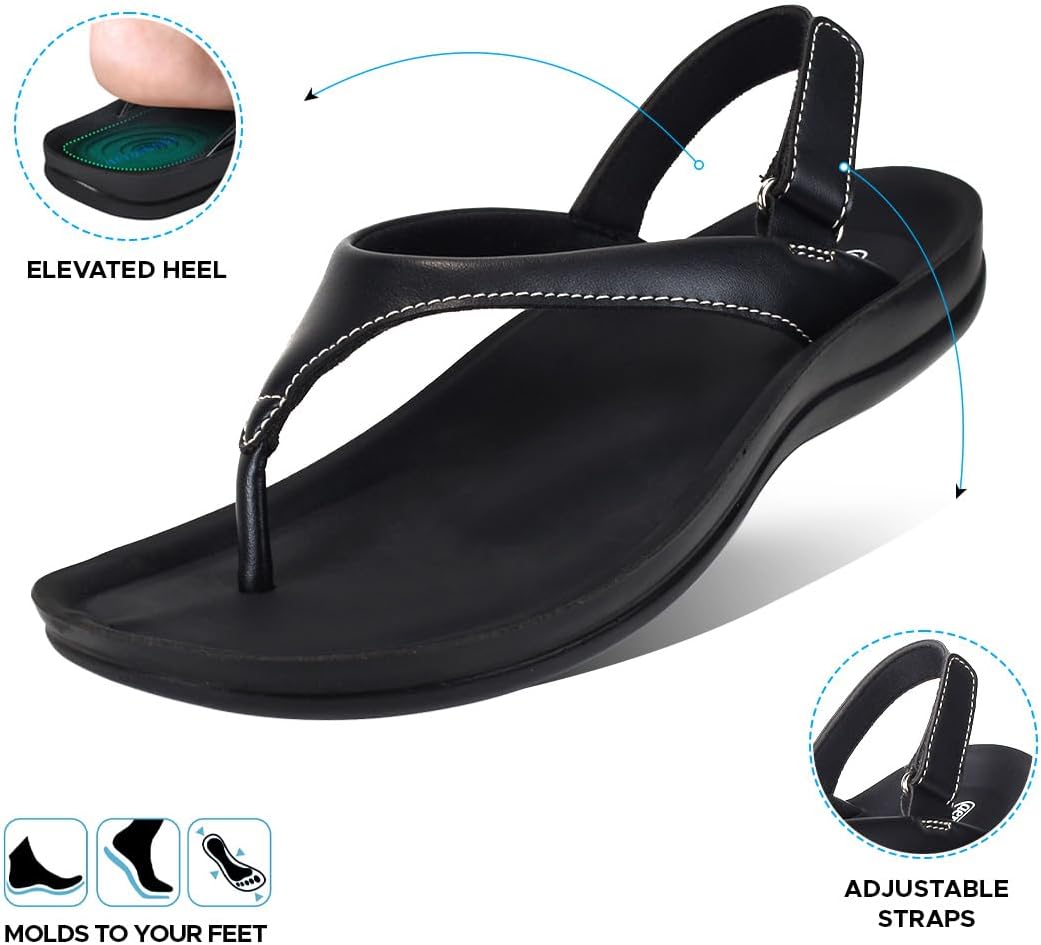 AEROTHOTIC Comfortable Arch Support Slingback Flats for Women Sandals Cute Soft T-Strap Toe Post Casual Fashion Dressy Flip Flops Vacation Essentials