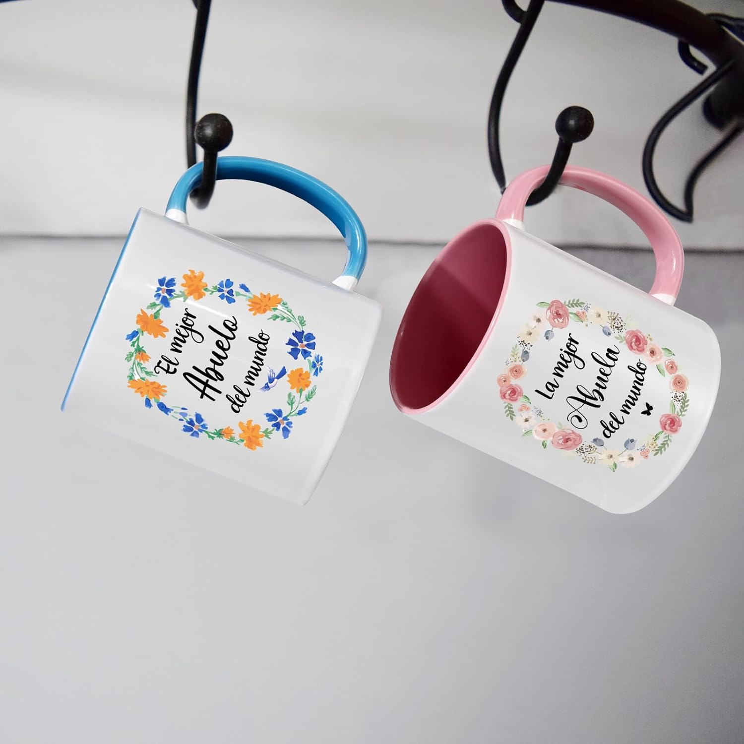 YHRJWN Coffee Mugs, Set of 2 - La Mejor Abuela Abuelo, Best Grandma Grandpa Gifts, 11 Oz, Porcelain, Christmas Theme, Reusable, Dishwasher Safe - Image 9