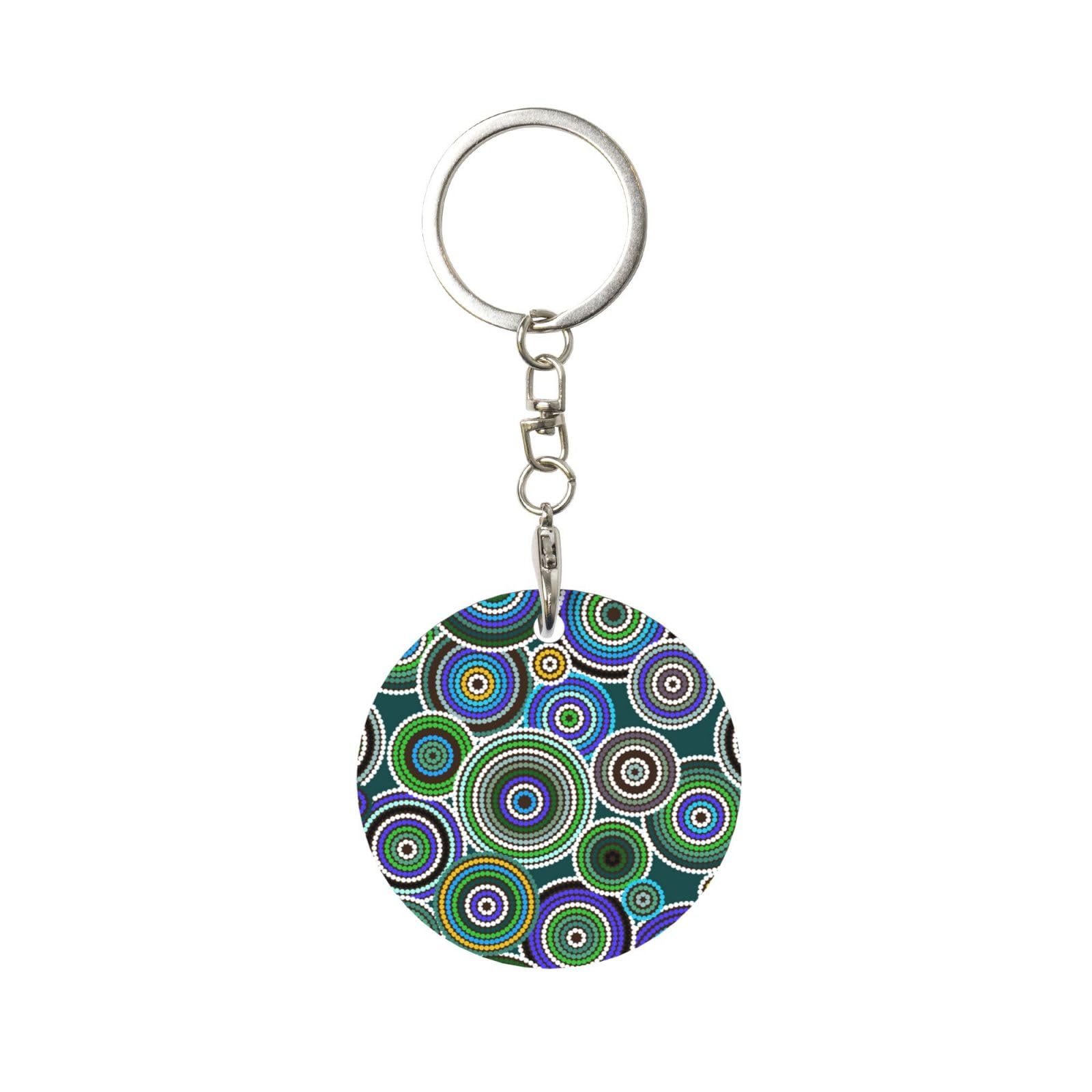 EgoMed Round Metal Keychain, Metal Keychains Keyring Car Key Chain Ring Holder 1 pc, Aboriginal Art