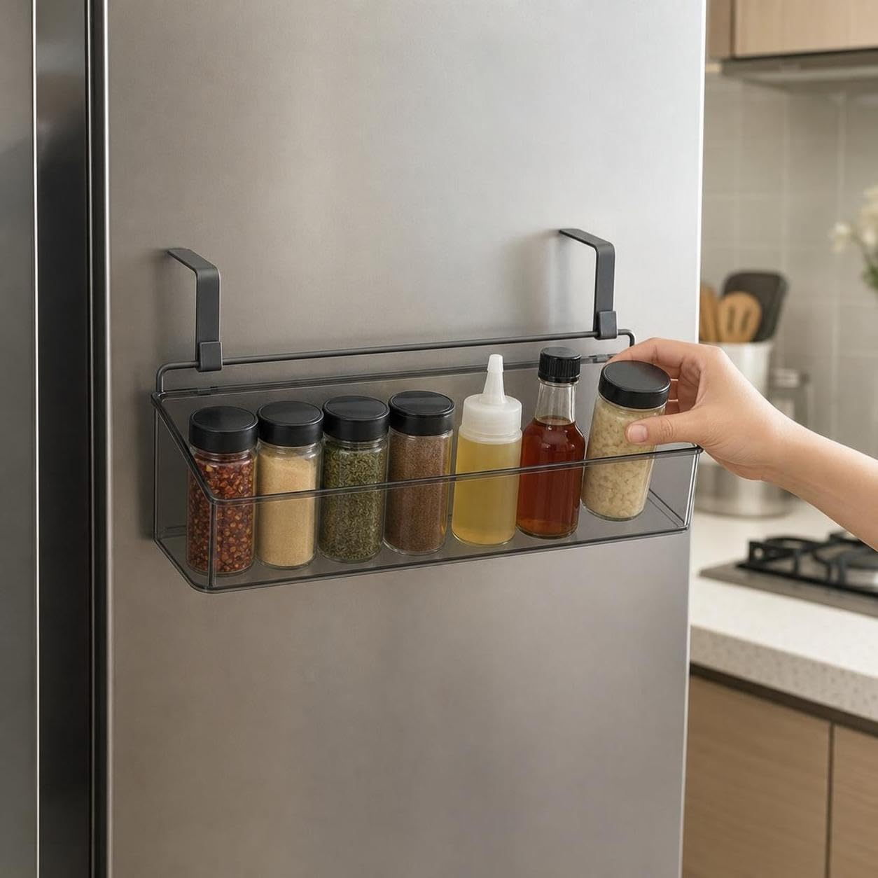 Organizer per Alimenti Frigo e Contenitori Sospesi, Soluzione Salvaspazio, per ripiani