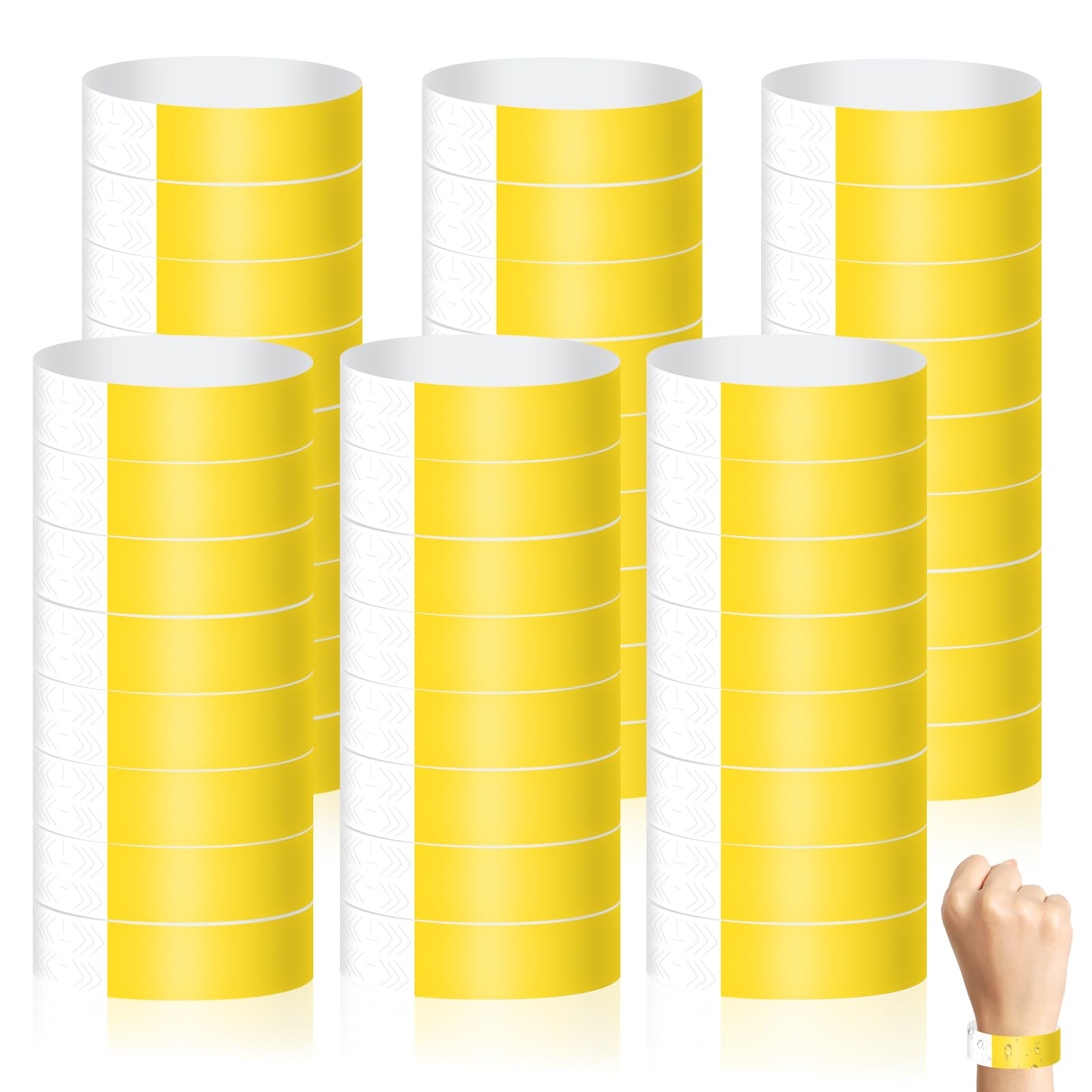 Minfuerang Pack of 400 Entrance Bands Paper, Waterproof Security Bands, Control Bands for Events, Parties, Concerts, Festivals, Water Park (Bright Yellow)