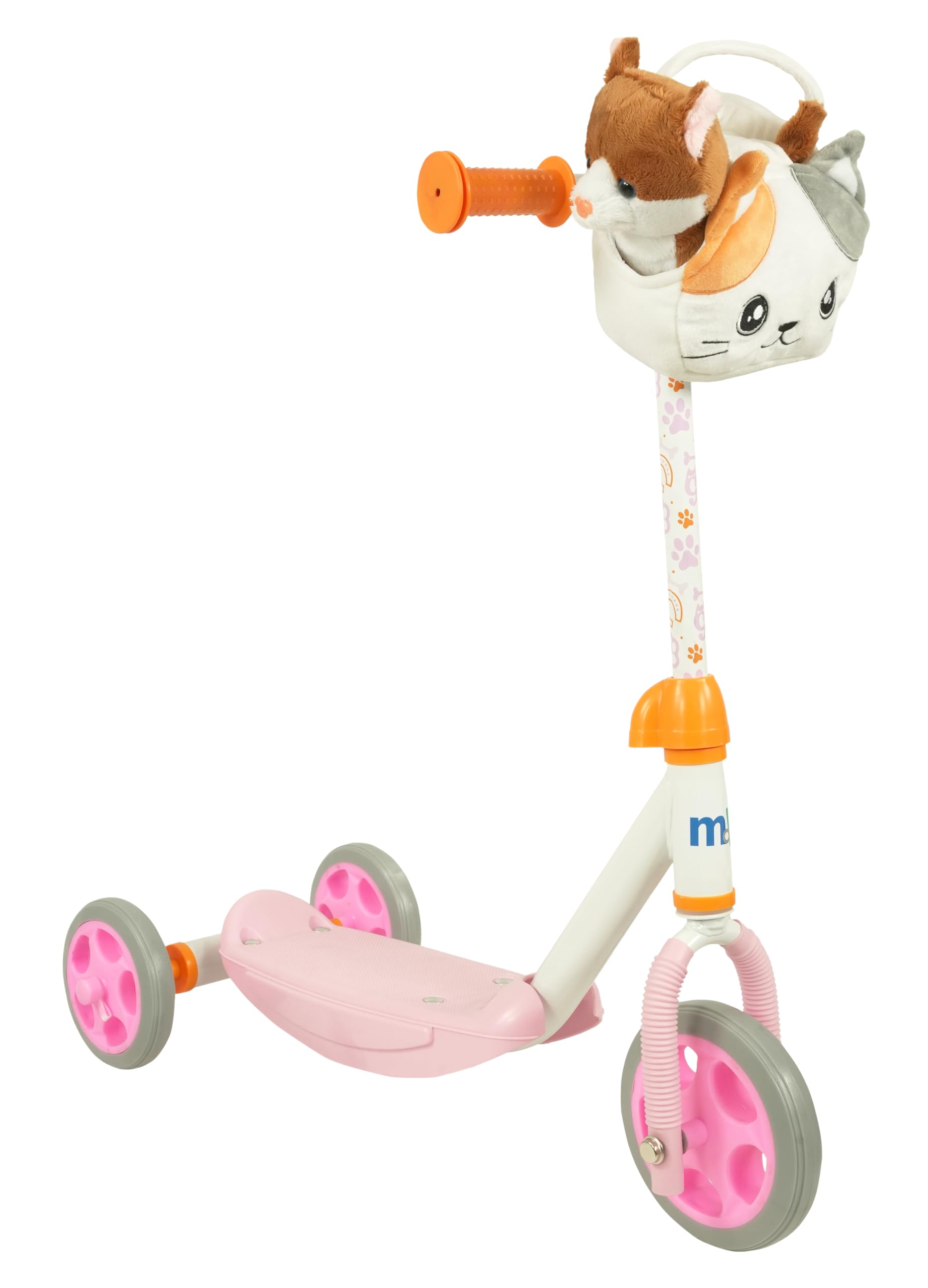 MoVe Pets 2 Go! Kids Tri Scooter with Deatchable Animal Pal Toy | Toddler 3 Wheel Push Along Ride On Scooter | Girls or Boys | Age 3+ (Kitten)