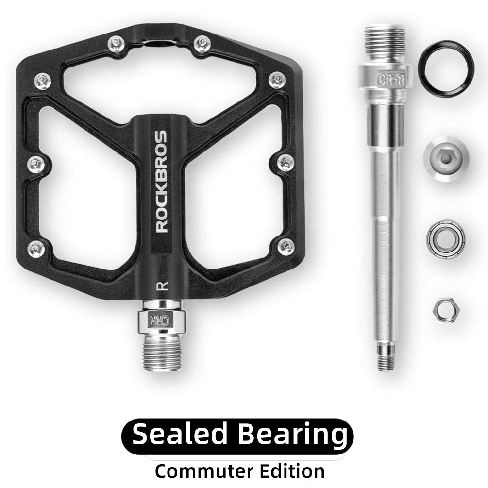 ROCKBROS Fahrradpedale, CNC-Gefräste 9/16-Zoll Flat Pedale aus Aluminium, Flachpedale mit Rutschfester Plattform & Cr-Mo-Stahlachse für MTB, Rennrad, Gravel & Trekkingbike