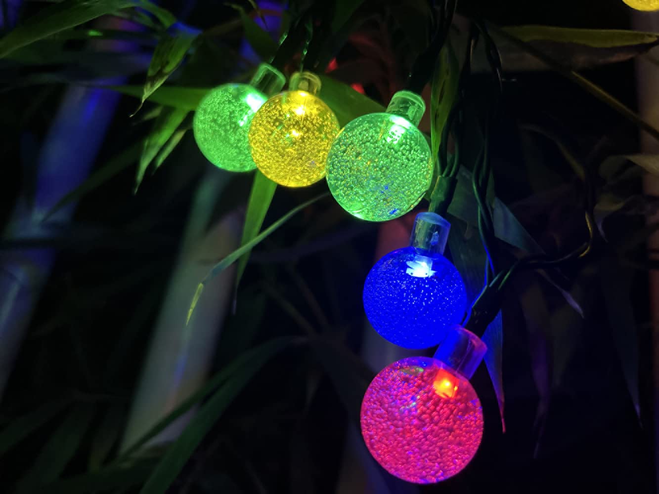 Solar-Lichterkette, 6 m, 30 LEDs, 8 Modi, Solar-Lichterkette, wasserdicht, Globe, für draußen, Hinterhof, Terrasse, Urlaub, Garten, Hochzeit, Party, Weihnachtsdekoration Mehrfarbig