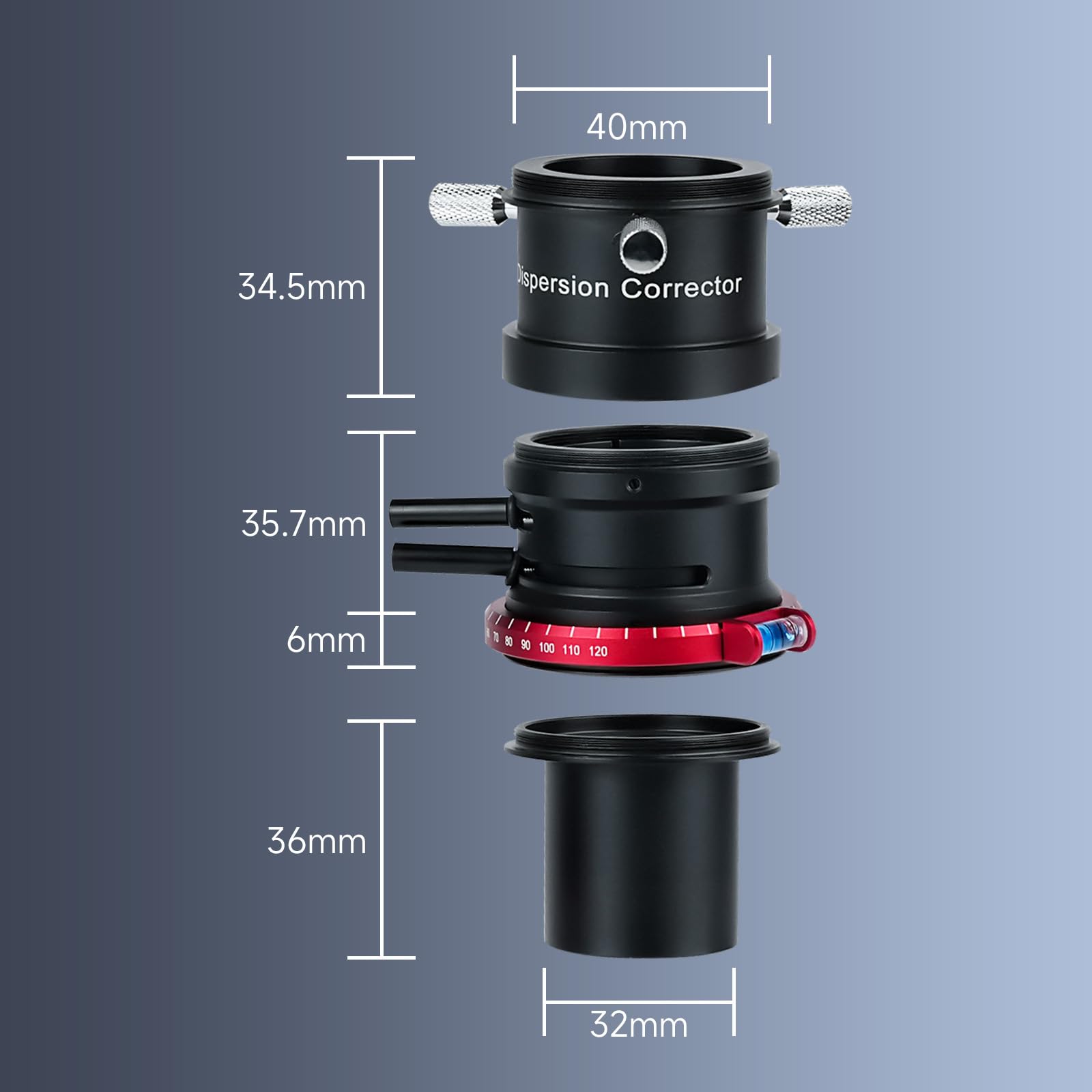 SVBONY SV199 Correcteur de dispersion atmosphérique 3,2 cm ADC pour l'observation et l'imagerie de la lune planétaire, avec niveau à bulle
