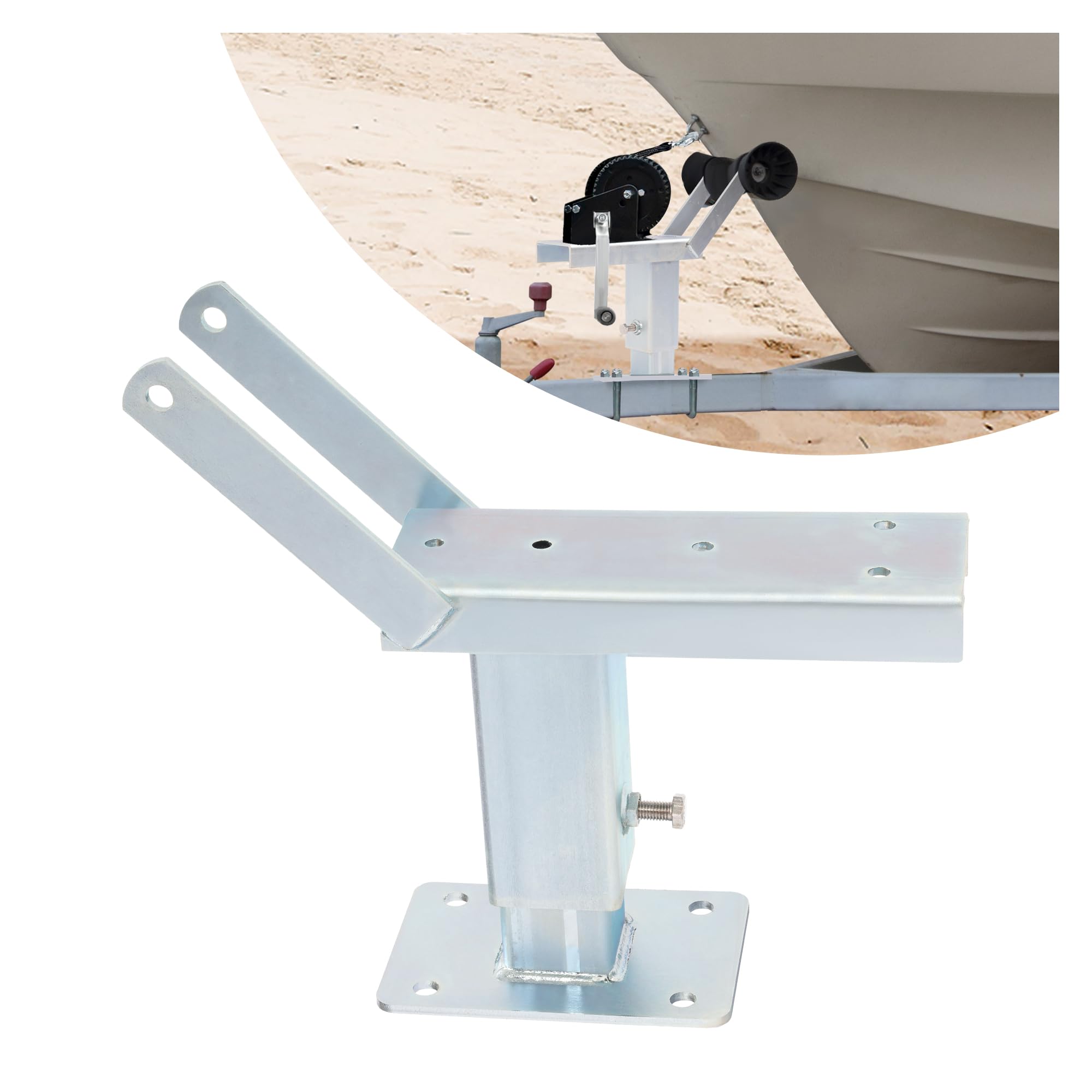 WUTIST Boat Trailer Winch Stand Post Height Adjustable Universal Boat Parts for Speedboats, Motorboats, Rubber & Fishing Boats Steel Silvery