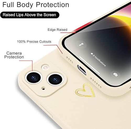 Miniatura 3 de Funda para iPhone 14, bonita funda delgada a prueba de golpes con soporte de carga inalámbrica y protección, color beige