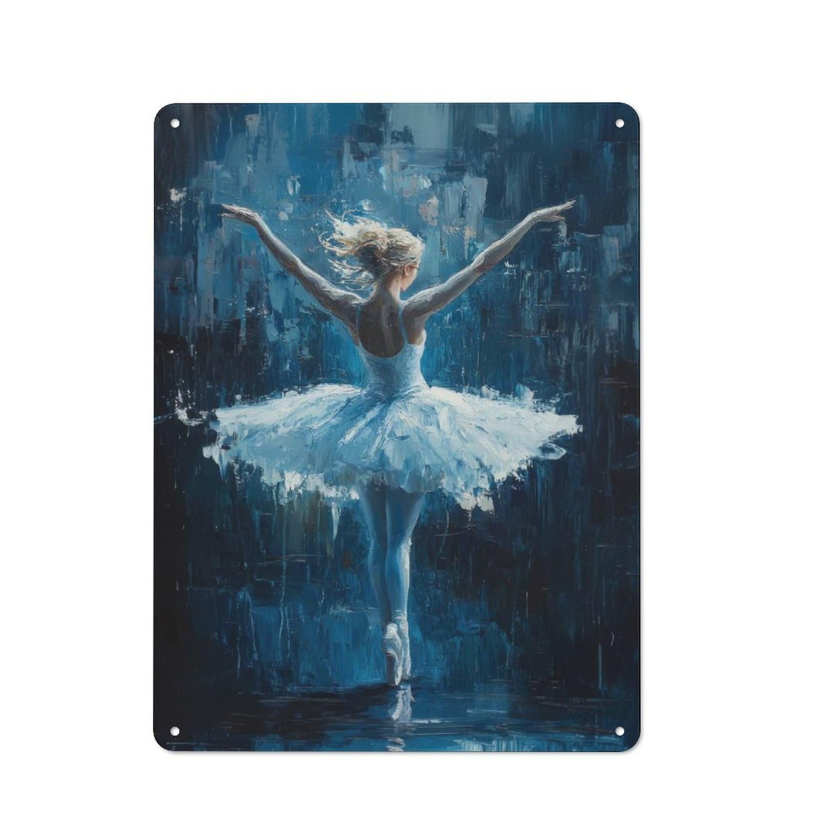 Junmoney Ballet Dancer Wall Art Ballet Dancer In Blue Metal Plaque 40X30cm With For Garage Wall, Retro Decor, Housewarming Present For People Styling Garage