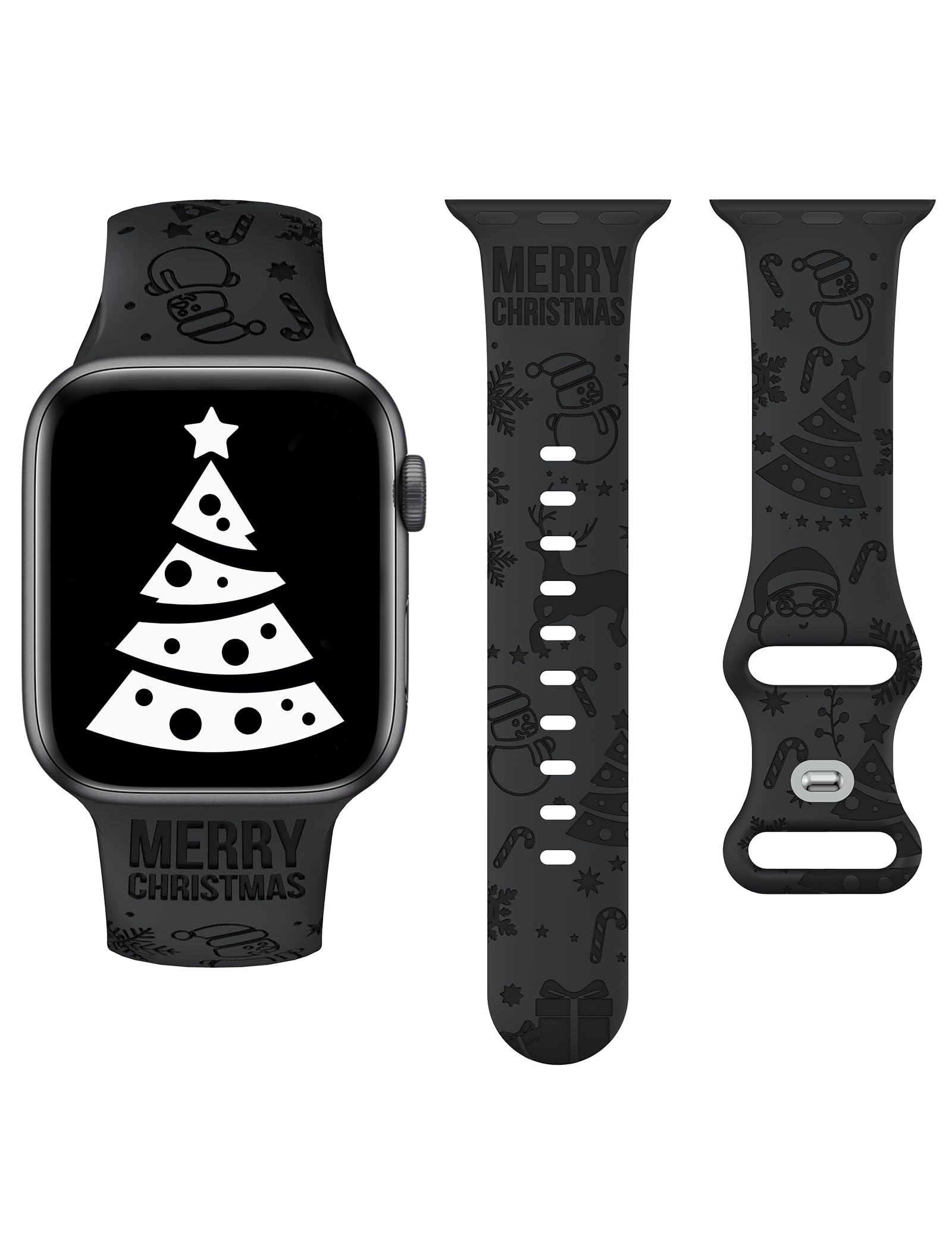Christmas Compatible with Apple Watch Band for Women 38/40/41/42/44/45/46/49mm - Festive Soft Silicone Sport Strap for Ultra/Series 1-11