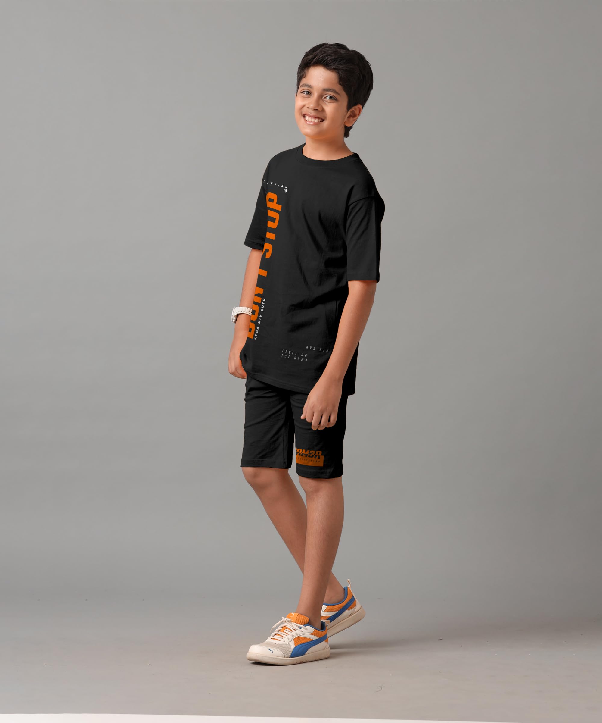 KYDA KIDS Camiseta y pantalón corto 100 % algodón puro estampado para niño