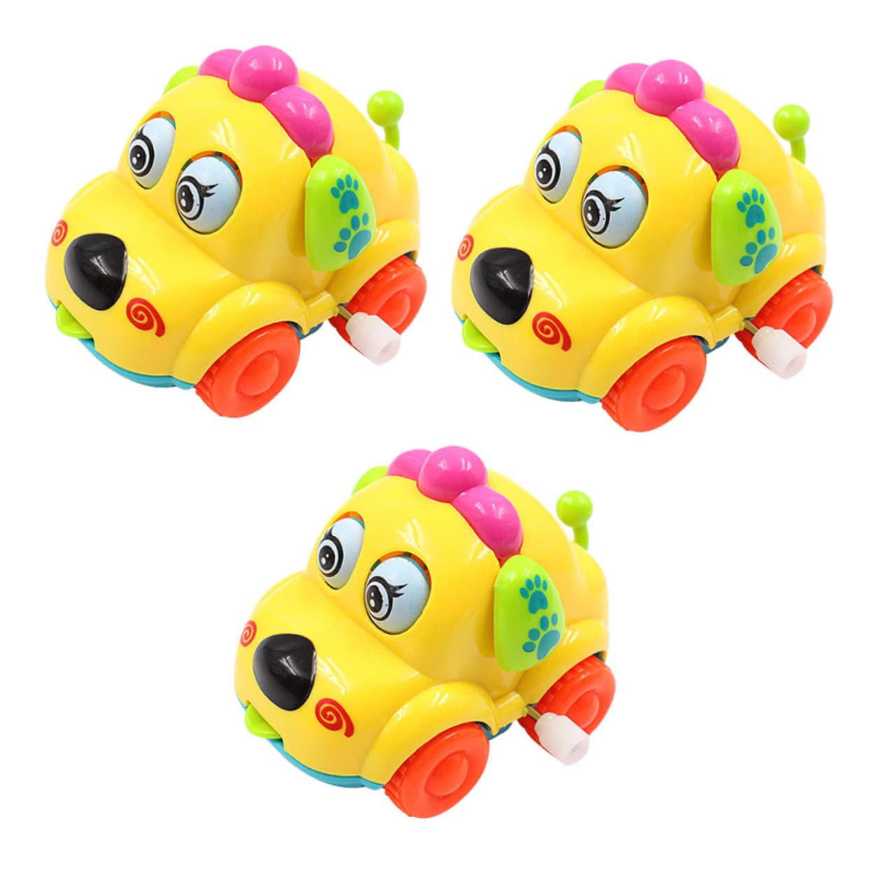 Kisangel 3 Pcs Cartoon Dog Shape Wind Up Creative Clockwork for Material Energy Saving No Battery Design Fun Learning Party