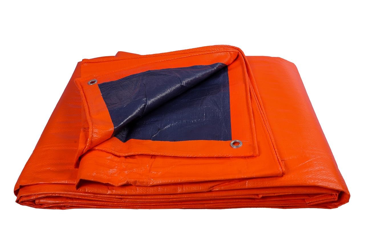 CT CENTRON TARP Heavy-Duty Waterproof Tarpaulin Cover – Orange & Navy Blue | UV Resistant with Rust-Free Grommets | Multi-Purpose Use (Orange&Blue, 9 x 6)-image-35