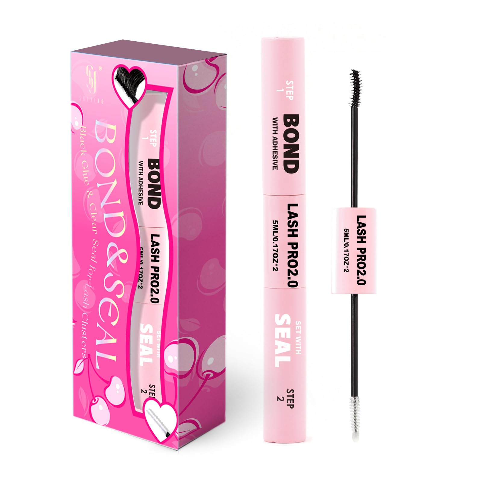 SY-SHUYING Black Lash Bond and Seal Mascara for Long Lasting Waterproof Non Irritating Mild Formula Eye lash Extensions 5ml+5ml