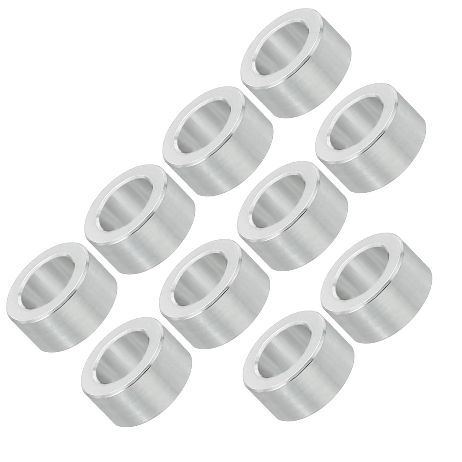 Unifizz M6 Aluminium Spacers, 10Pcs Round Metal Spacer Tubes 6.2mm ID x 10mm OD x 5mm Length Unthreaded Aluminium Standoff for M6 Screw Bolt Assemblies — image 1