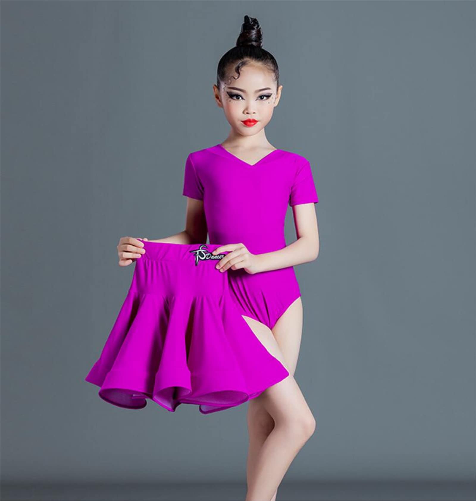 OTMYIGO Dziewczęca lycra, bawełna, latynoska sukienka do tańca, dla dziewcząt, na konkurs, sala balowa, tango salsa, strój do tańca