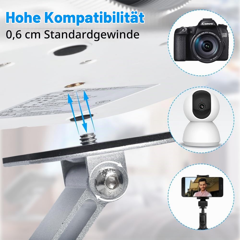Projektor Halterung, Mini Beamer Ständer, 360° Drehbare Beamer Wandhalterung, Projektor Deckenhalterung, Desktop Halterung, für mit 1/4'' Schraubschnittstelle Projektorhalter (Silber)