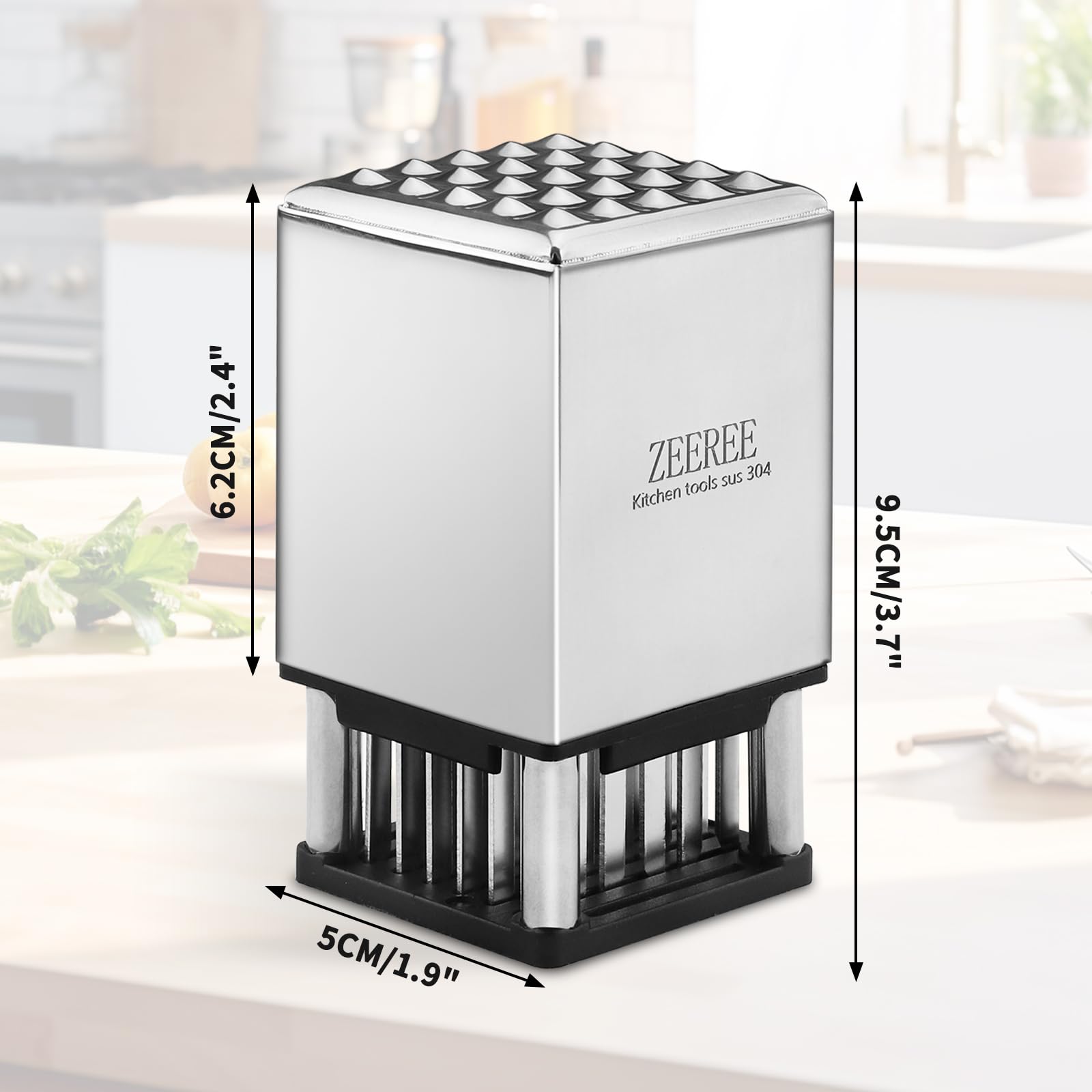 Attendrisseur à Viande ZEEREE - Double Face Acier Inox 36 Lames