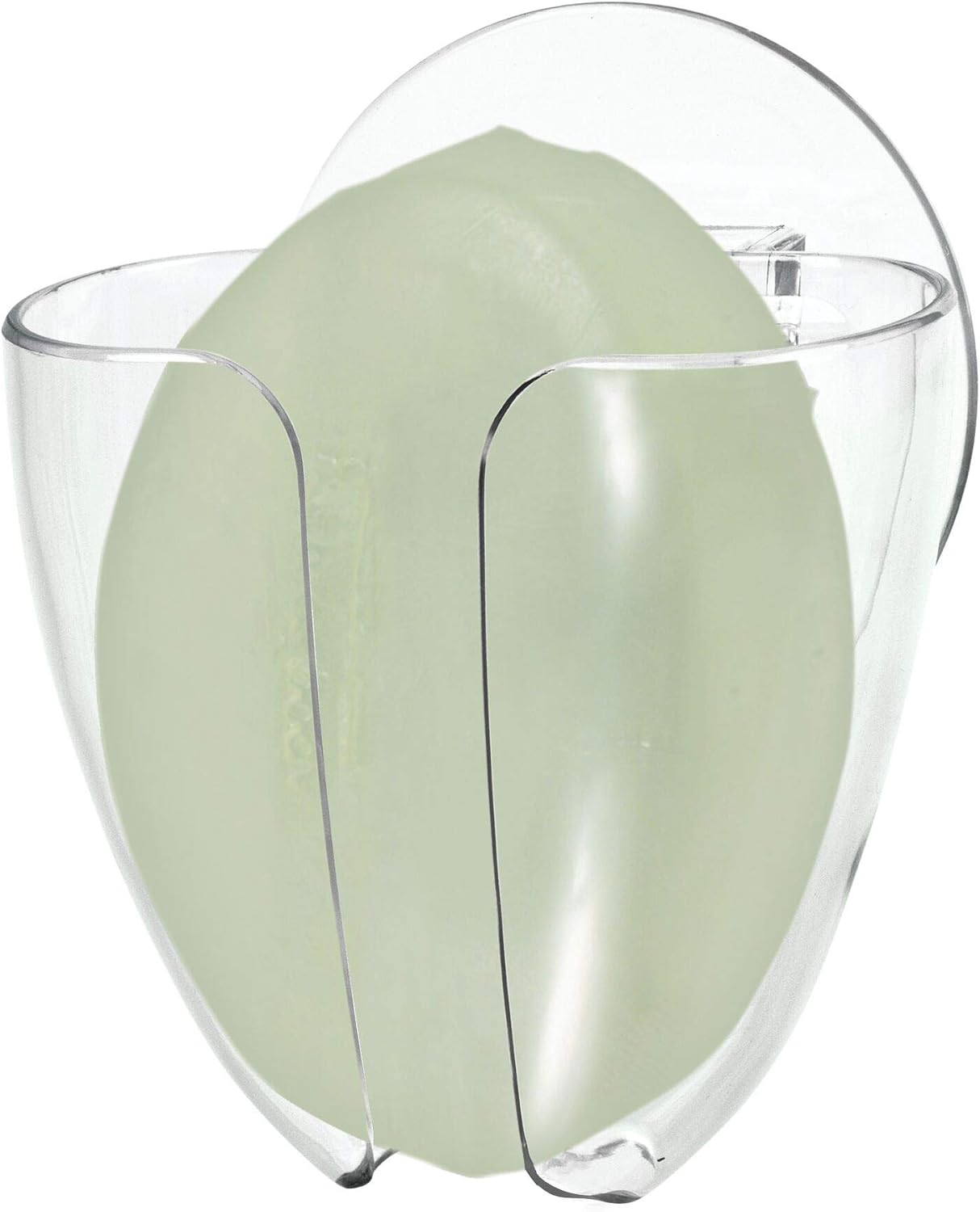 iDesign Plastic Self-Draining Suction Cup Wall Mount Kitchen Sink Bar Soap Holder - 2.5" x 3.5" x 6", Clear