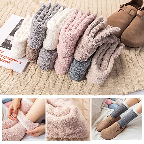 Image of Loritta 6 Pairs Womens Fuzzy Socks, Winter Warm Fluffy Slipper Socks