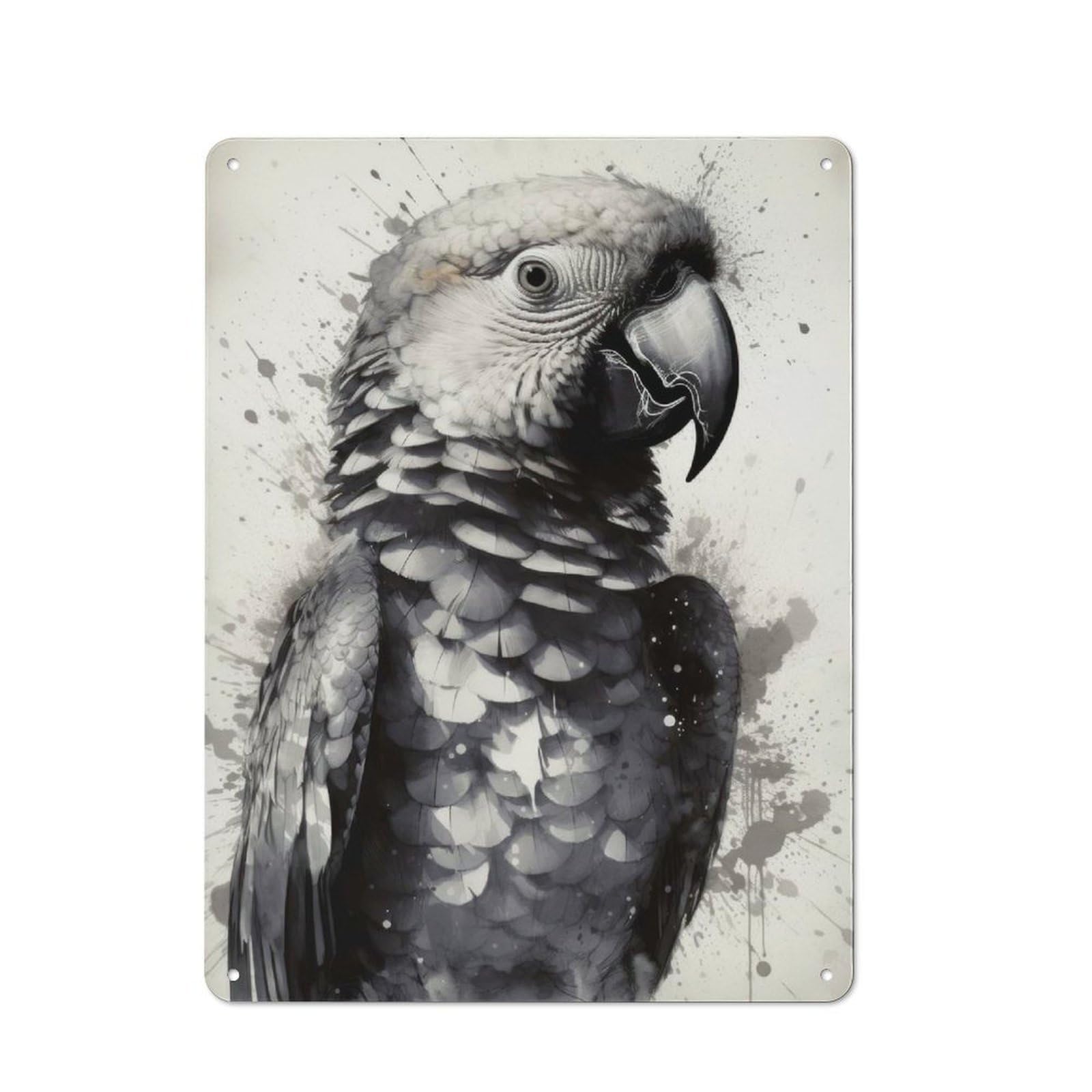 Junmoney Parrot Beauty Watercolor Metal Wall Sign 40X30cm Featuring For Home Bar Wall, For Themed Interiors In Home Bars And Entertaining Spaces