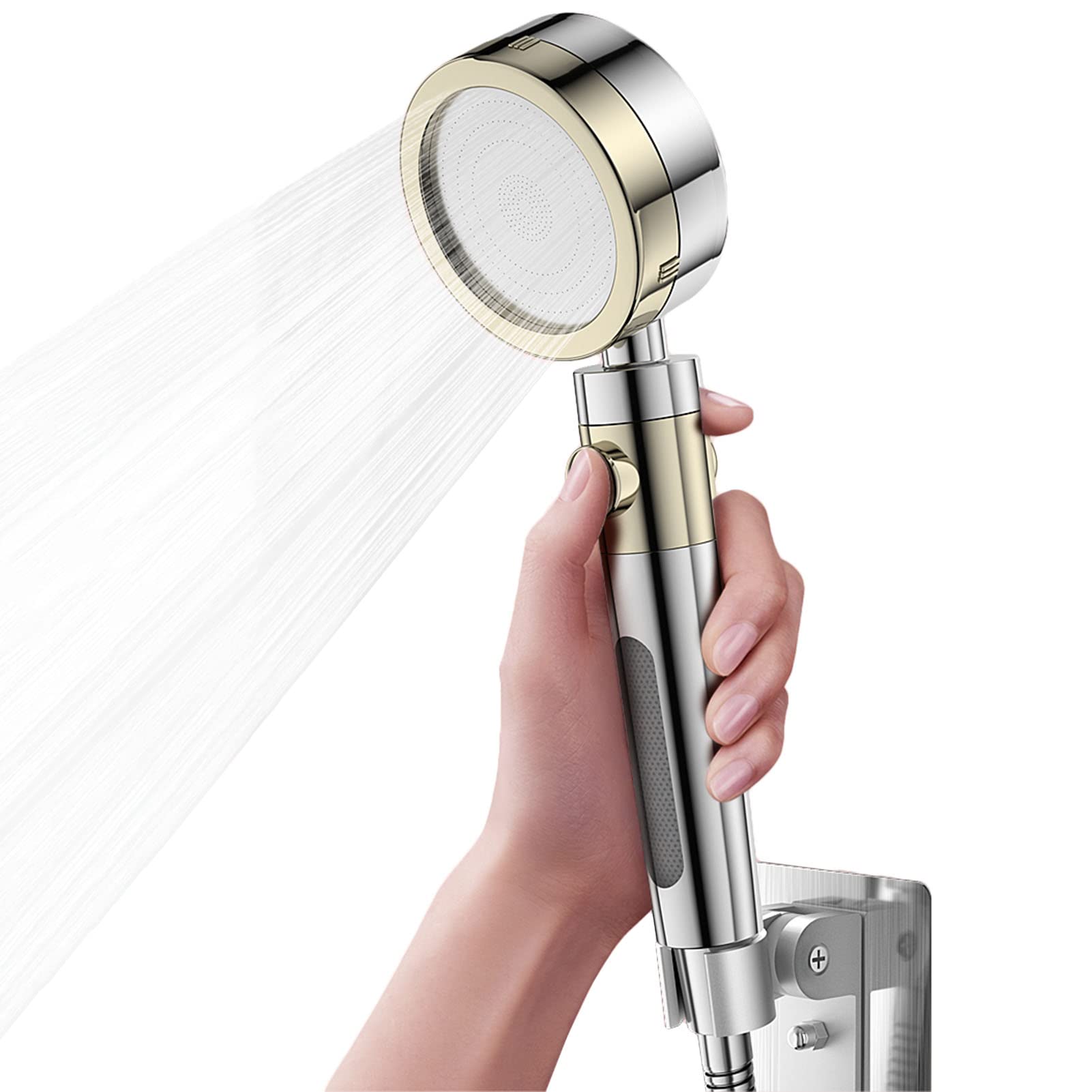 Pommeau de douche filtrant haute pression avec jet réglable et système de purification d'eau