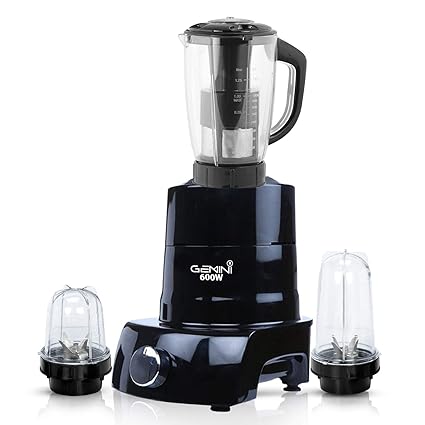 Gemini PSTBMGF21 600Watts Mixer Juicer Grinder with 3 Jars (1 Juicer Jar, 1 Large Bullet and 1 Small Bullet) - Black