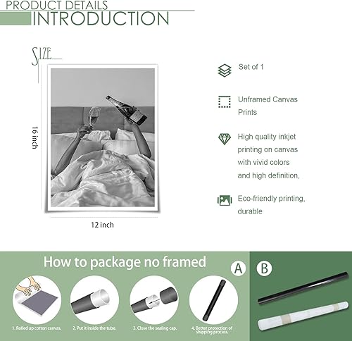 Miniatura 5 de Usoway Preppy - Lienzo decorativo para pared, cuadros en blanco y negro, póster feminista, moderno, adolescente, decoración de pared para el hogar,