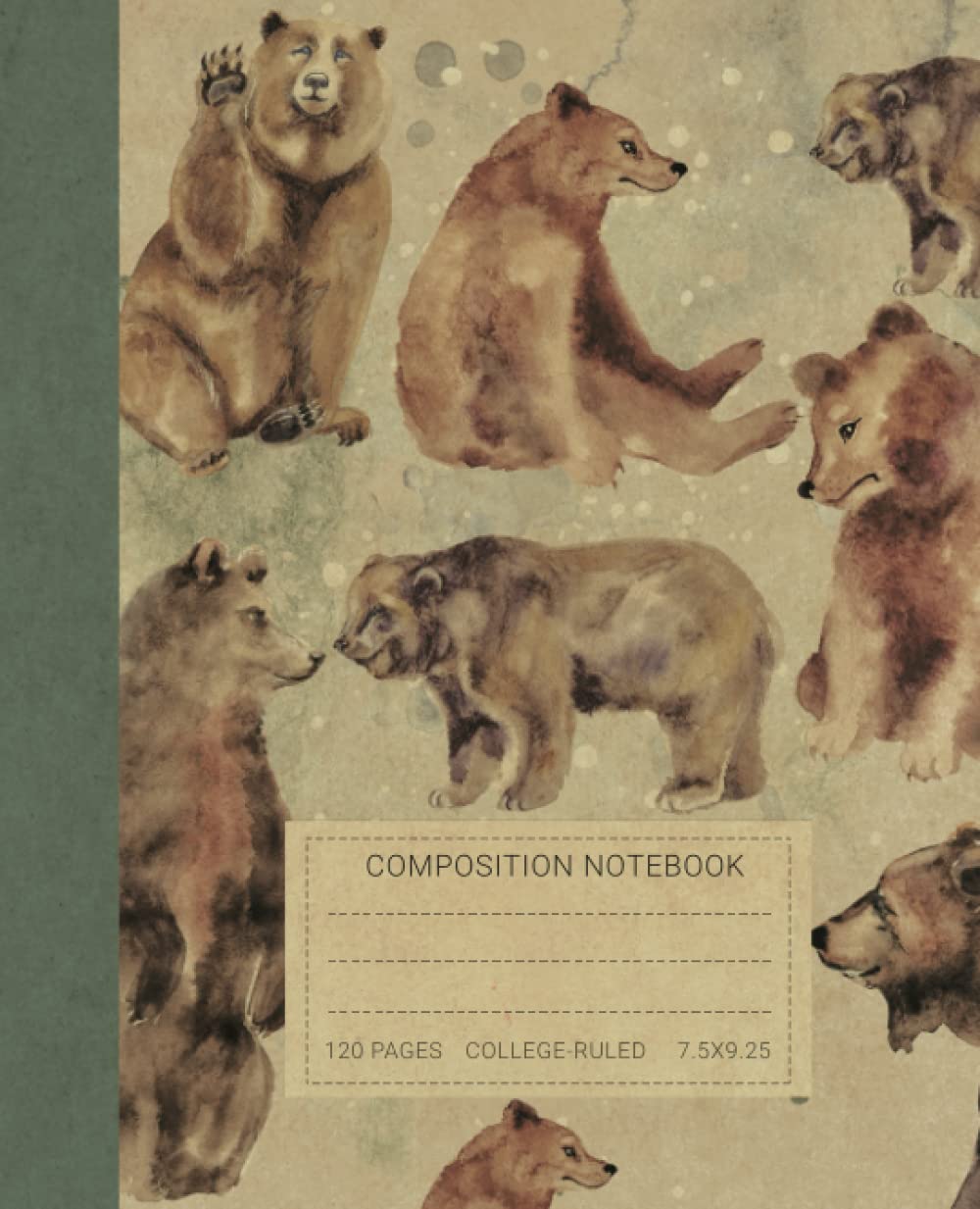 Composition Notebook: Beautiful Vintage Bears Illustration Book For Notes. Perfect Gift For Animals and Nature Lovers
