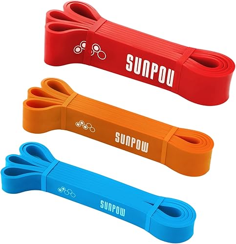 SUNPOW Pull Up Assistance Bands - Set of 5 Resistance Heavy Duty Workout Exercise Stretch Fitness Bands Assist Set for Body, Instruction Guide and