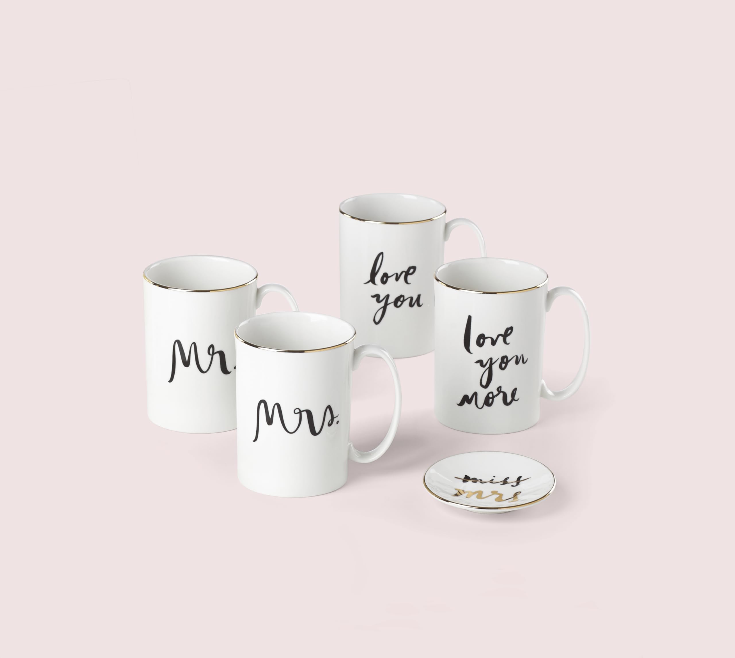 Amazon.com | kate spade new york Bridal Party Mrs. 2Pc Mug Set, 1.55 LB,  White: Coffee Cups & Mugs