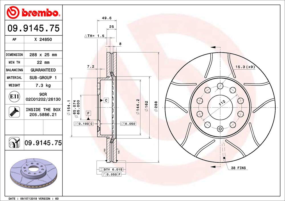 Brembo 09914575 Max Line Disco de Freno, Set de 2