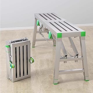 Adjustable Work Platform, Steel Folding Work Step Ladder, Portable Scaffolding Equipment with Non-Slip Feet, Multipurpose Tower Ladder Stool Work Bench, for Cleaning, Car Washing,140cm (140cm)