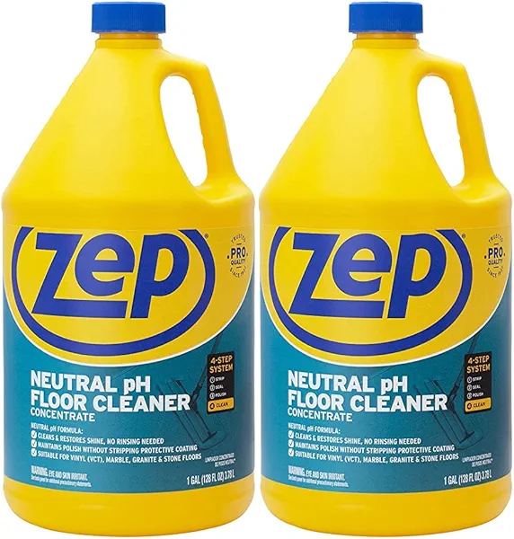 Zep Neutral pH Industrial Floor Cleaner. 1 Gallon (Case of 2) - ZUNEUT128 - Concentrated Pro Trusted All-Purpose Floor Cleaner