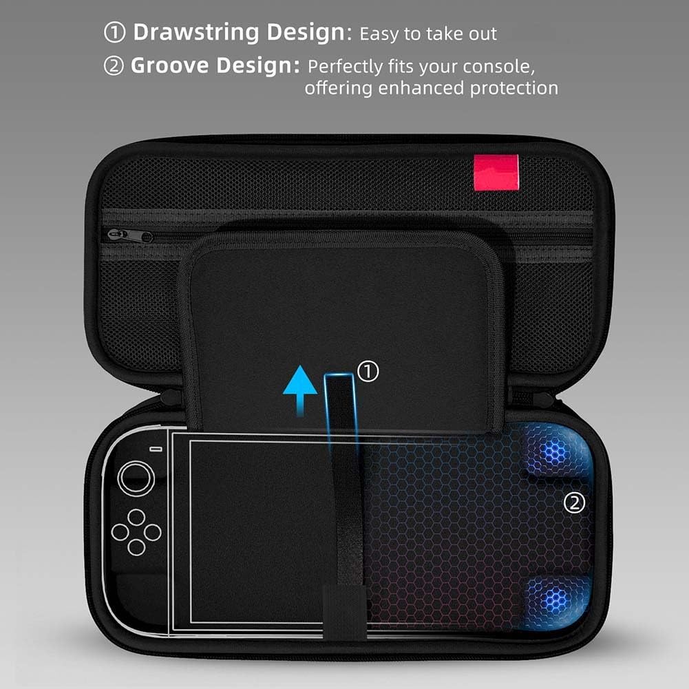 Custodia portatile EVA per Nintendo Switch 2, custodia antiurto con tasca per carte, design compatto, 29 x 14,5 x 4,5 cm, nero