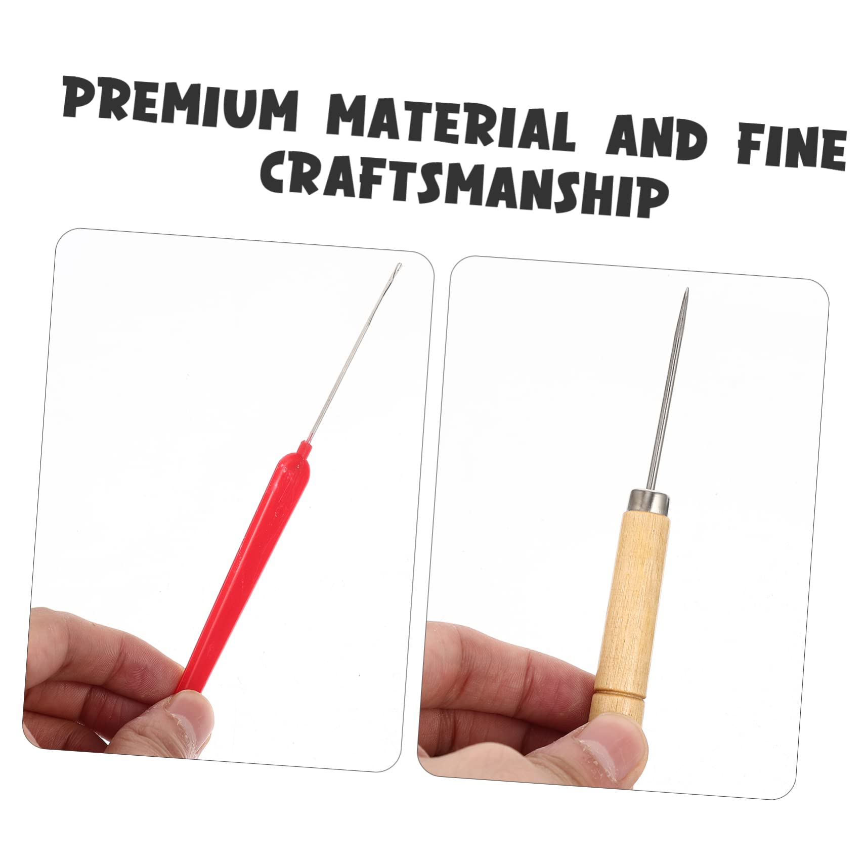 ERINGOGO Professional Threading Sturdy Beads Awl Wooden Handle Crochet Needle Reusable Beading Tool for Jewelry Compact Crochet Needle