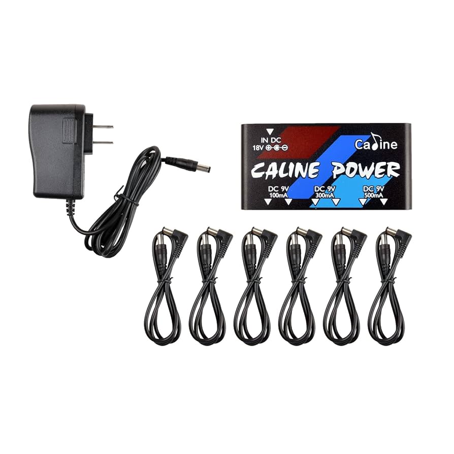 Adaptateur Alimentation Pédales Guitare STRICH - 9V 1A - Câble Daisy Chain 6 Voies - Pointe Négative