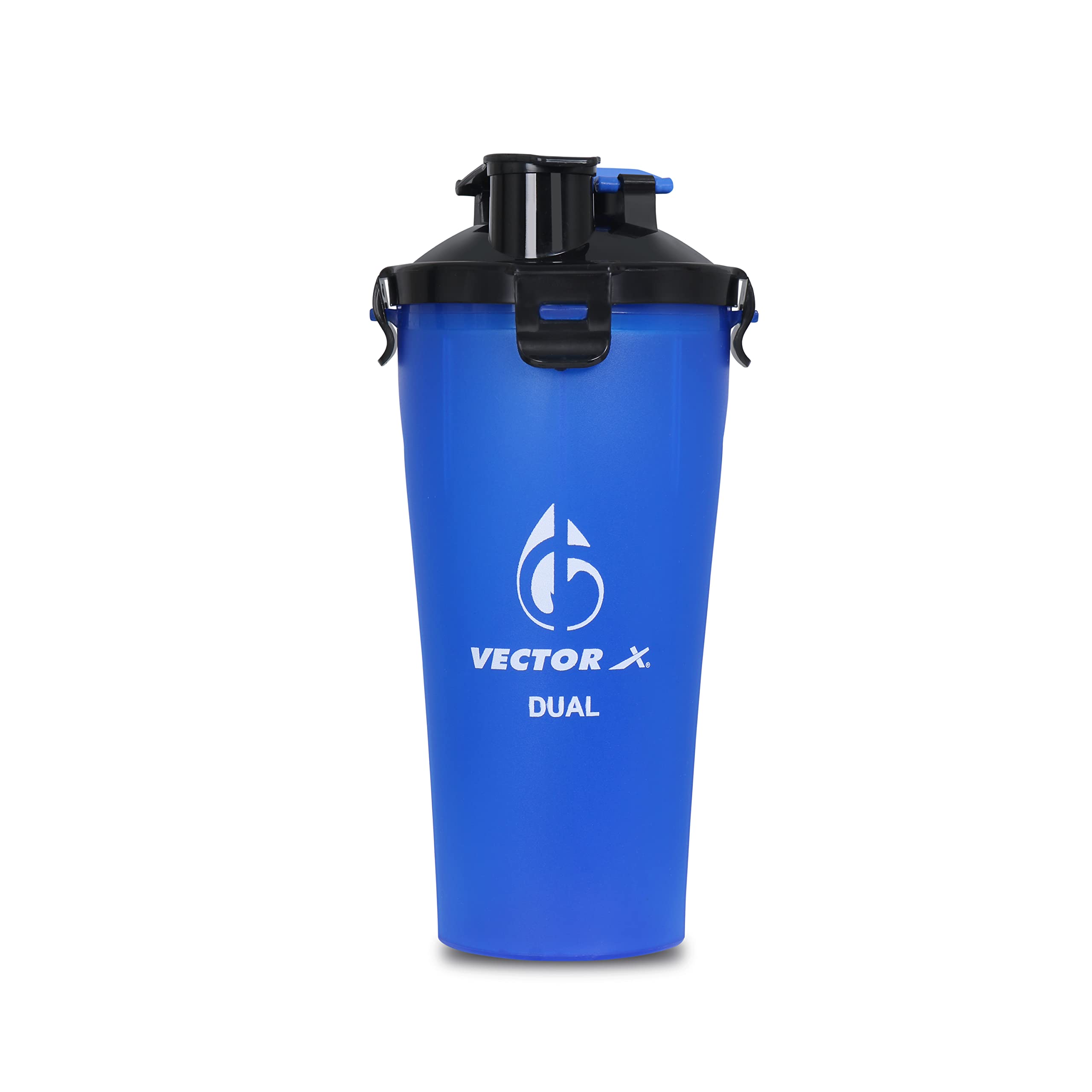 Vector X Dual Shaker/Sipper Bottle with two Compartment for Storing Different Drinks (PACK OF 1, BLUE)