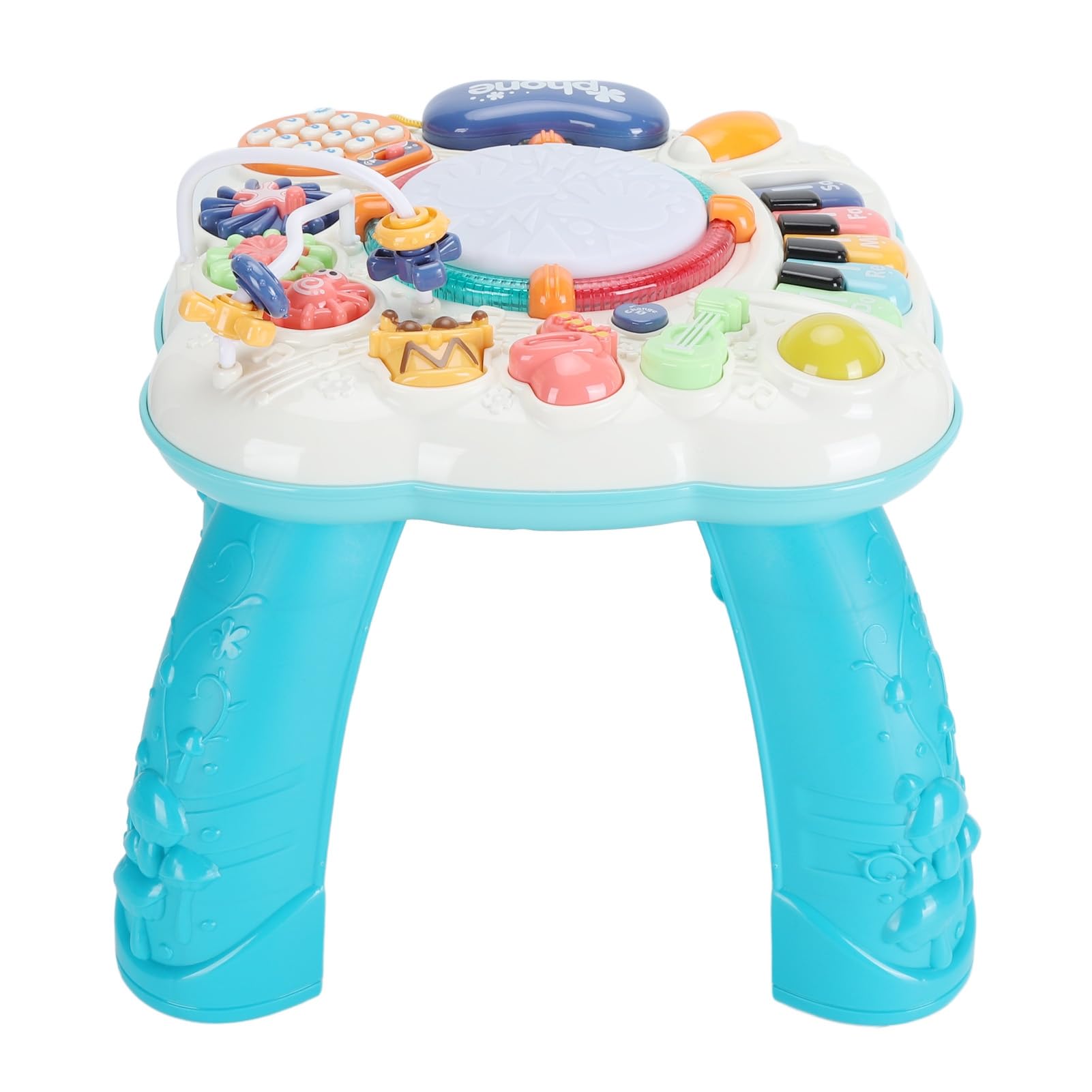 Fdit Centro de Actividades Multifuncional para Bebés Mesa Musical Juguete de Aprendizaje Temprano con Teclado de Piano Engranajes Giratorios Dial Telefónico para el Desarrollo
