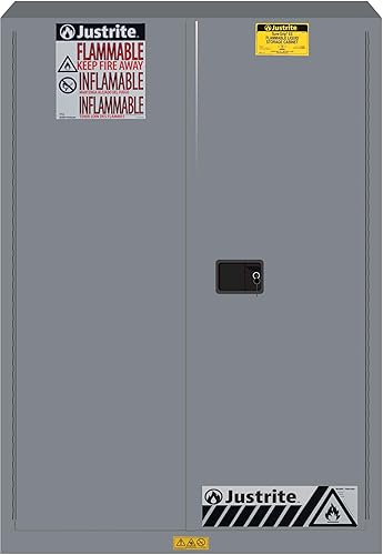 Miniatura 43 de Justrite Sure-Grip EX Gabinete de almacenamiento de líquidos inflamables, gabinete de fuego de acero reforzado de 60 galones para almacenamiento