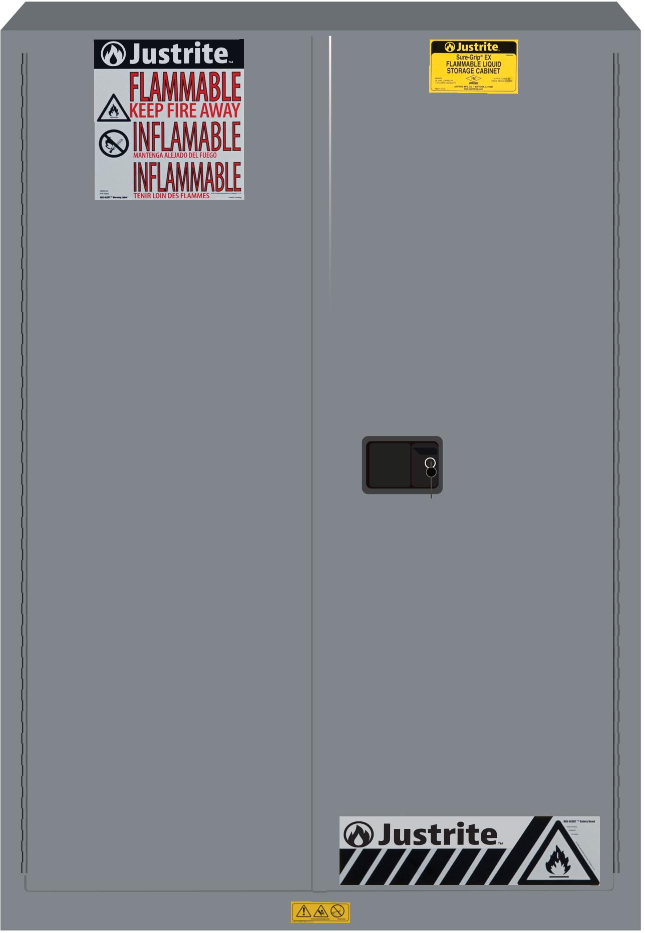 45 Gallon Manual Close Flammable Storage Cabinet by Justrite – 45 Gallon, 18 Gauge Steel, Grey, Model 894503