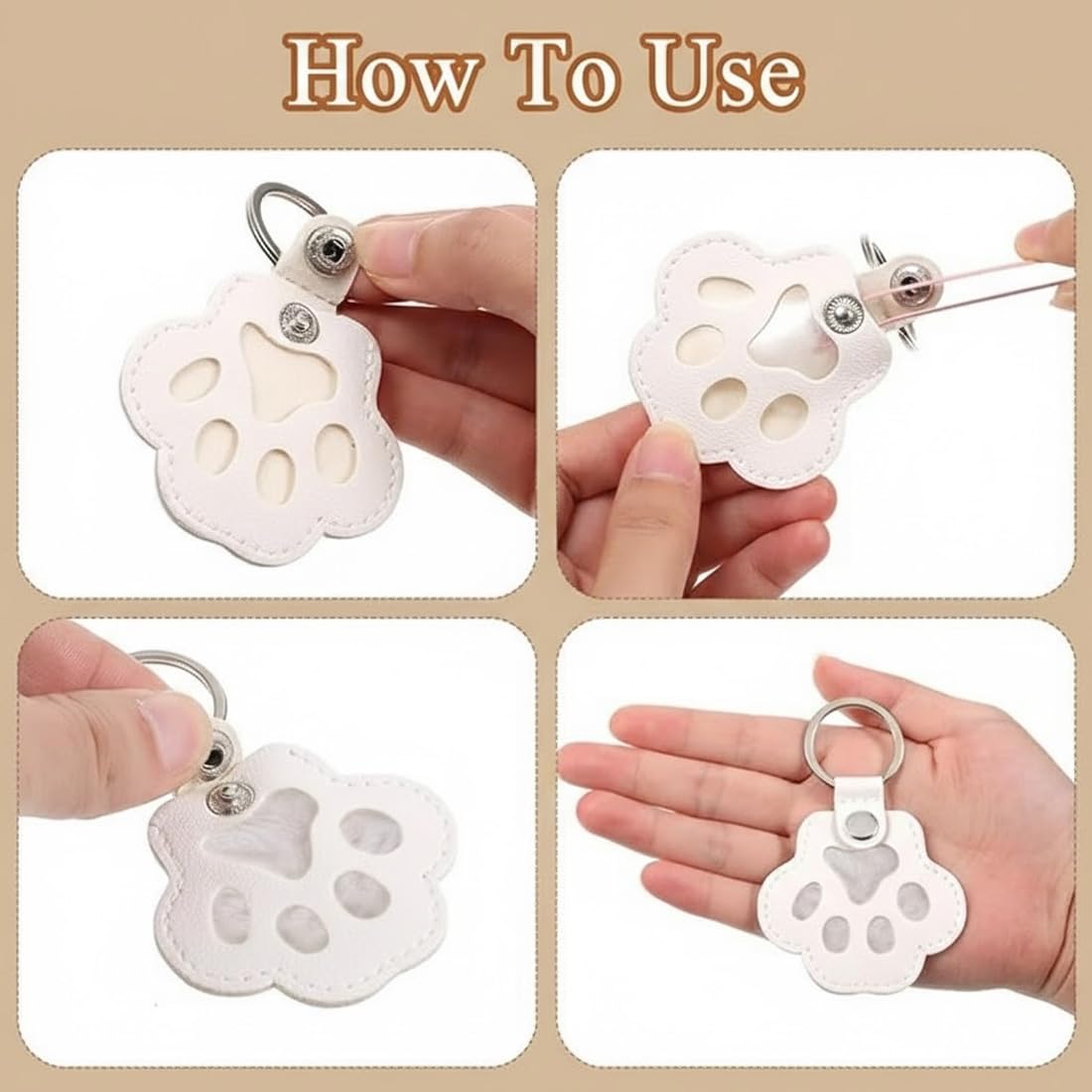4 Portachiavi Hair, Pezzi Commemorativi in Pelo di Cane, Charms Borse, Contenitore Conservare, Dog-Shaped Keepsake per Pet Hair Storage, Regali Amanti degli Animali Domestici