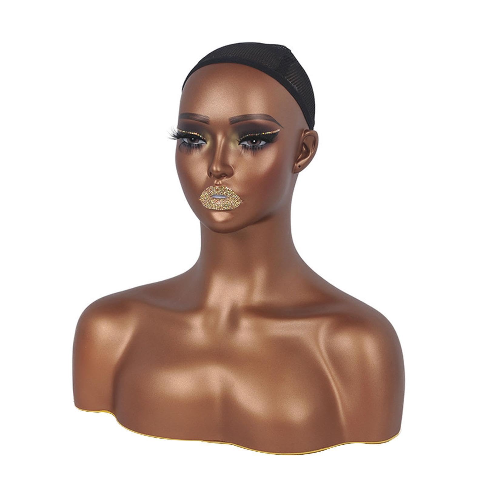 Puxzyax Women's Decorative Wig Head Stand For Showcasing Jewelry And Hats Any Display Scenario Wig Head Mannequin Display Model With Makeup Headwear Hats Jewelry
