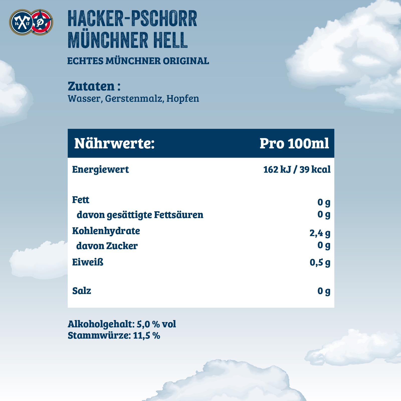 Hacker-Pschorr Münchner Hell • traditionelles Helles Bier•EINWEG(24x0,5l)