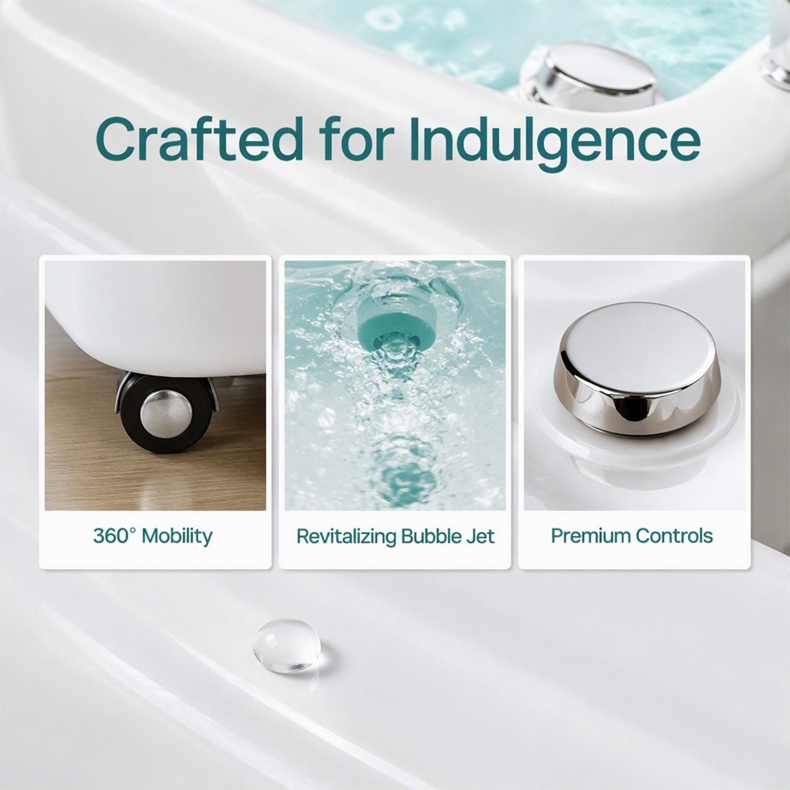 Vasca Idromassaggio Pedicure, Illuminazione Cromoterapia Rgb Ciclabile | Lavabo Mobile Massaggio Piedi Hydro Jet, Rotelle Girevoli 360 Gradi, Adatto L'uso Domestic
