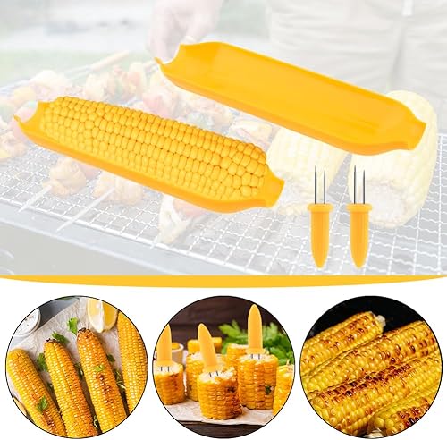 Miniatura 6 de Juego de 30 soportes y platos para mazorcas de maíz, soportes para mazorcas de maíz y kits de esparcidor de mantequilla, incluye 20 soportes para