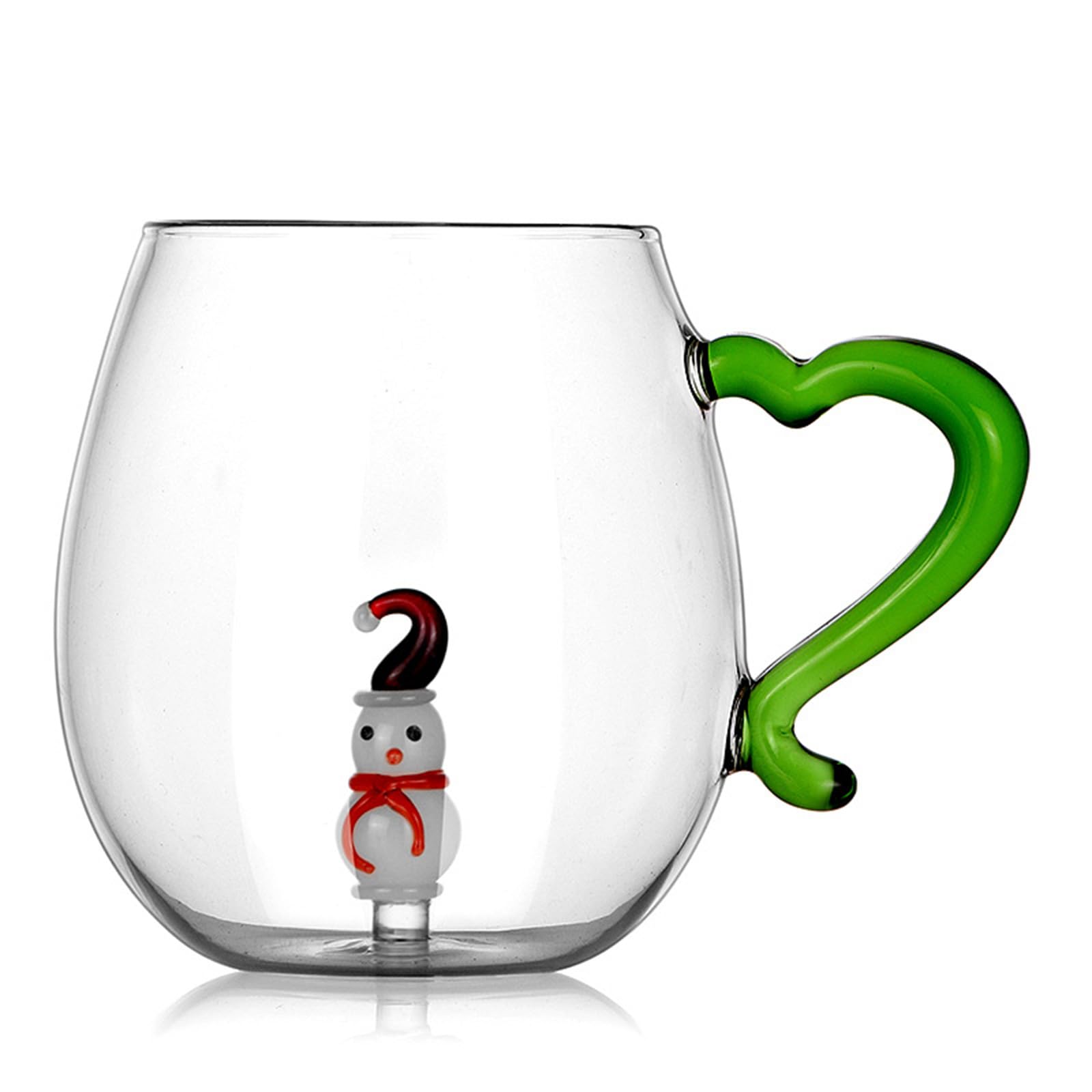 Xinsheinelry Decorative Christmas Glass Cup Christmas Party 3D Glass Mug Practical Festival Pattern Embellished Mugs Party Glasswares