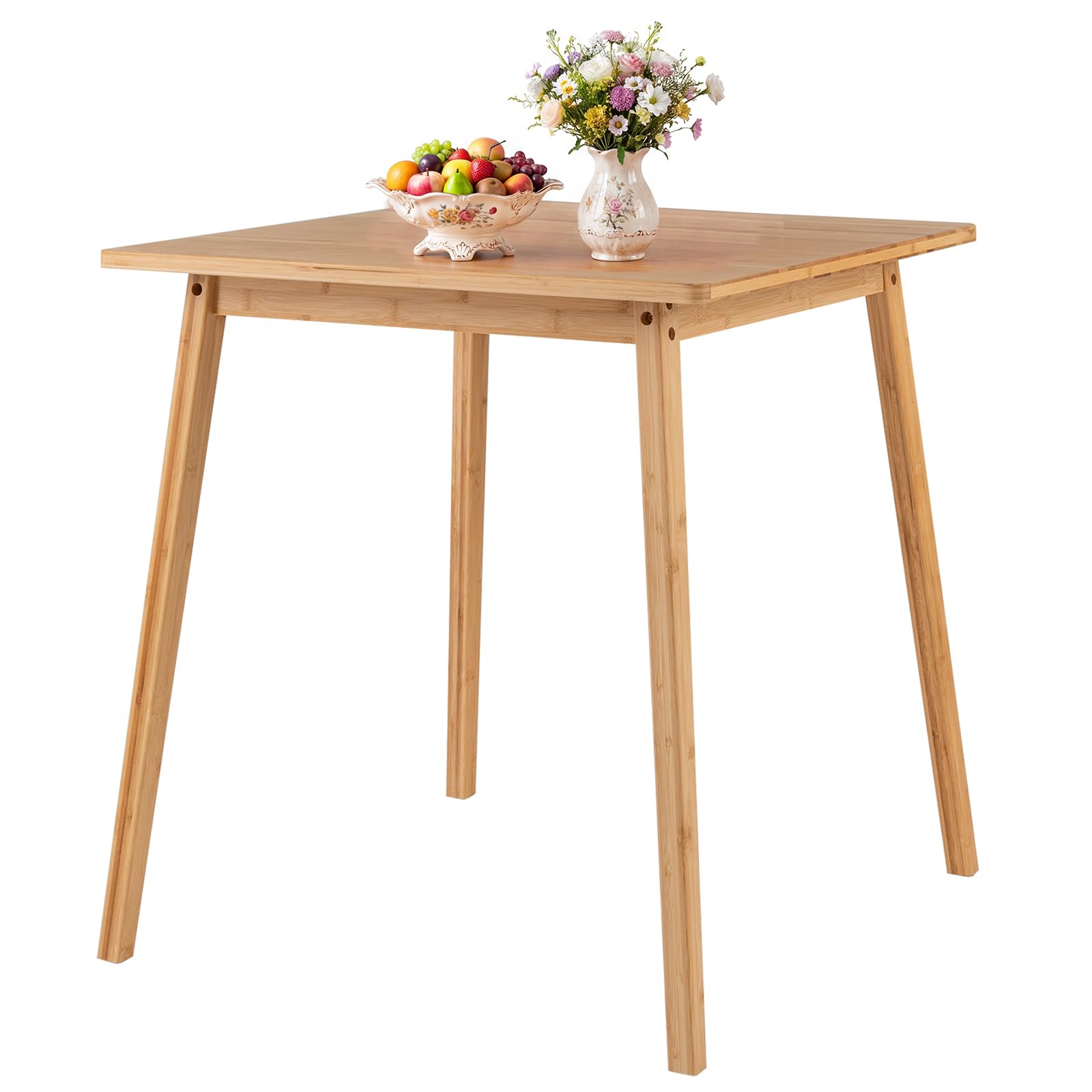TANGZON 70 cm Bamboo Dining Table, Square Kitchen Table for 2-4
