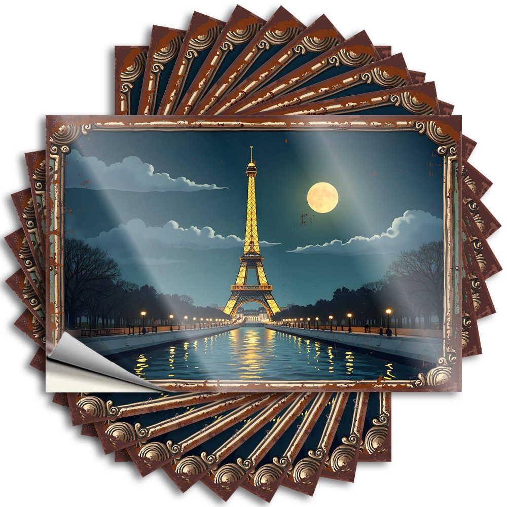 Quote Cocoa Friends Small Case Full Moonlit Eiffel Tower Reflections On Water - Scratch Resistant Stickers(12X18CM)