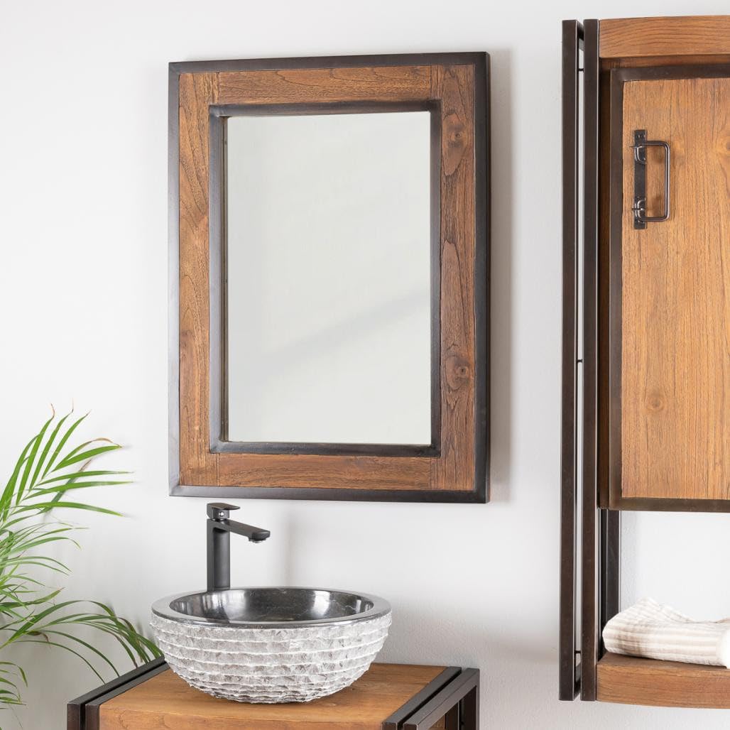 Wanda collection - Miroir de Salle de Bain Elégance Bois métal 60x80