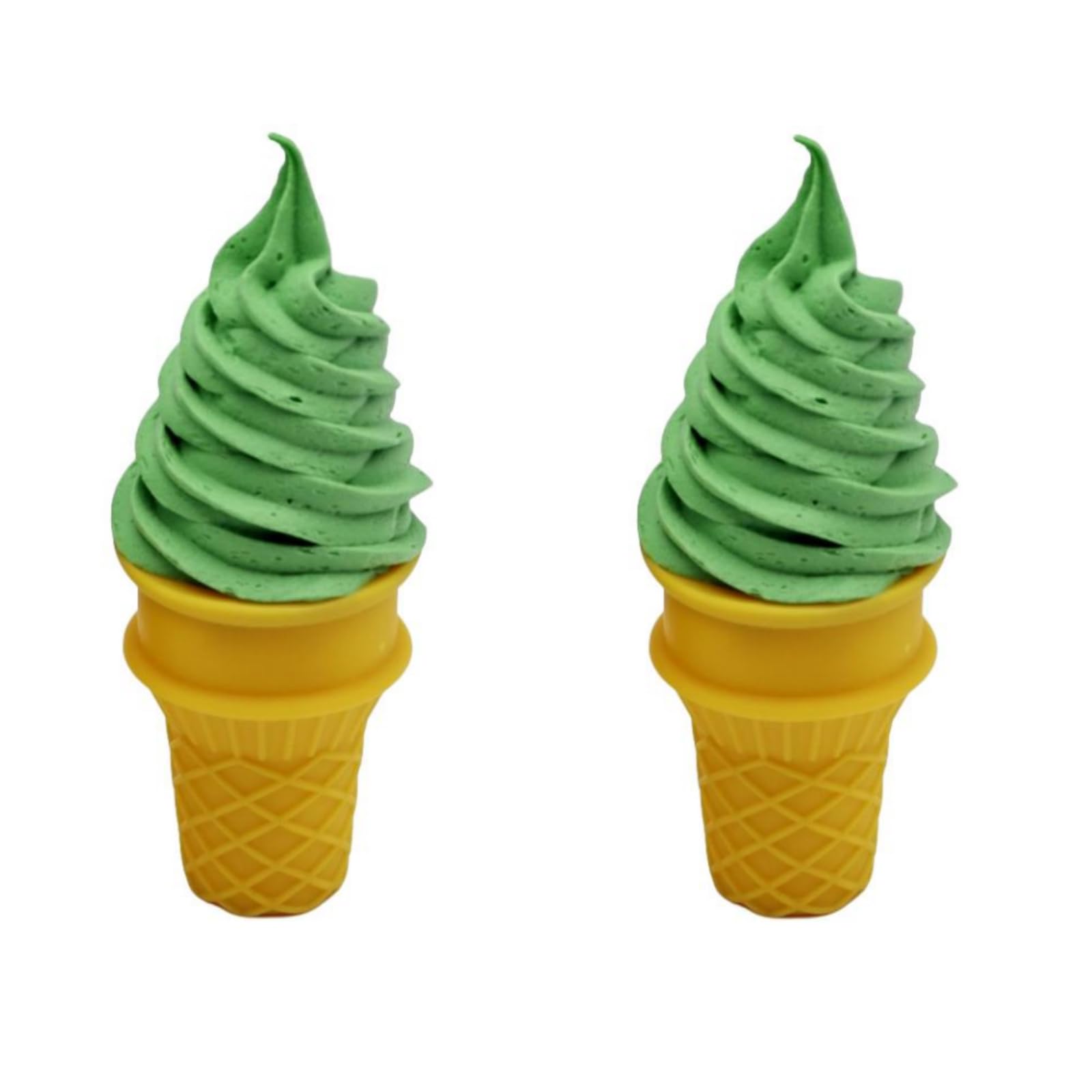 2 Pcs Simulated Ice Cream Artificial Lifelike Ice Cream Fake Ice Cream Food Model for Home Kitchen Cabinet Desk Shops Party Decor Sample Display Photography Props(Green)